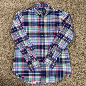 Polo Ralph Lauren Classic Fit Shirt Mens Small Long Sleeve Madras Plaid Colorful